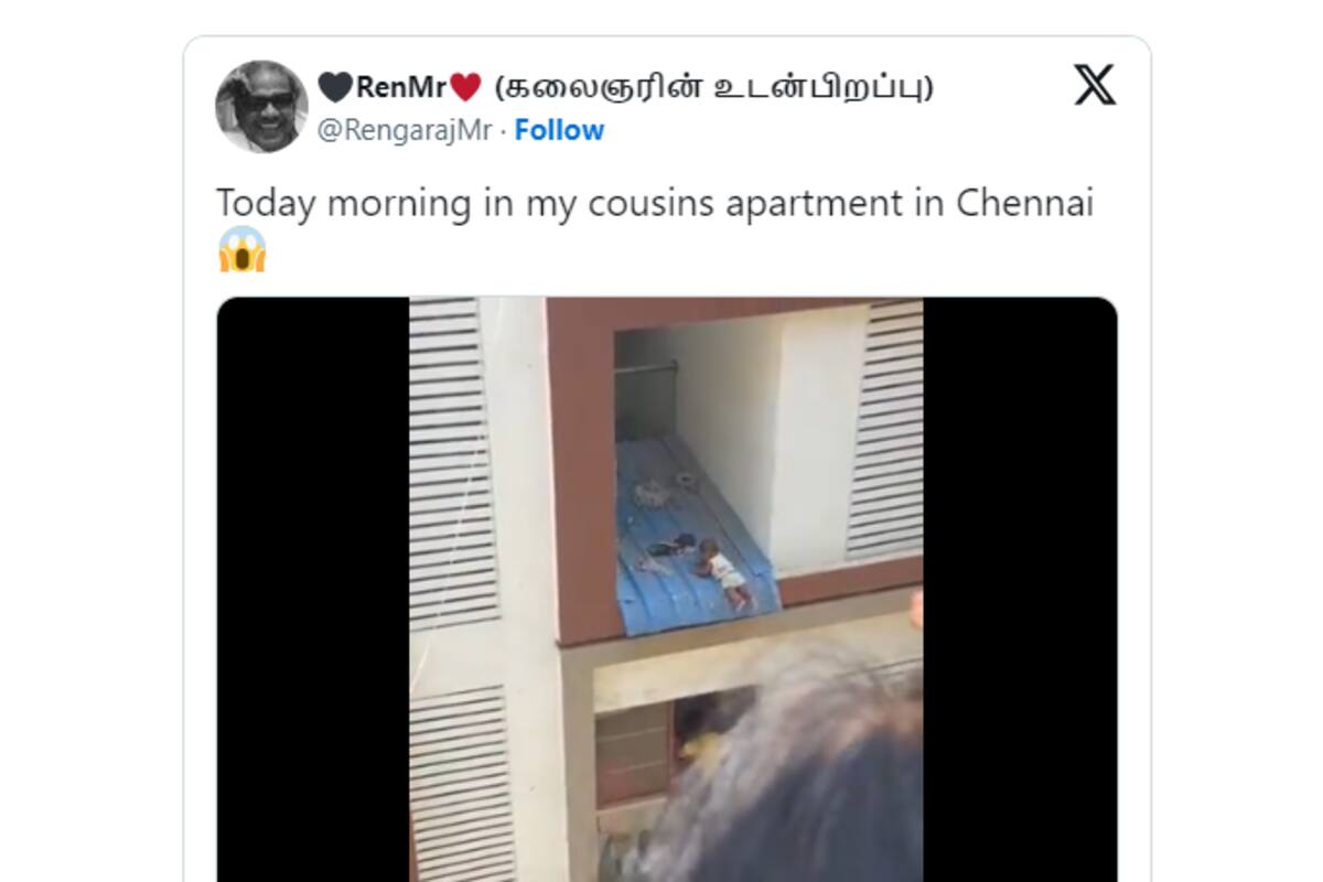INDIA: Rescate de bebé al borde del techo de un edificio de apartamentos en Chennai
