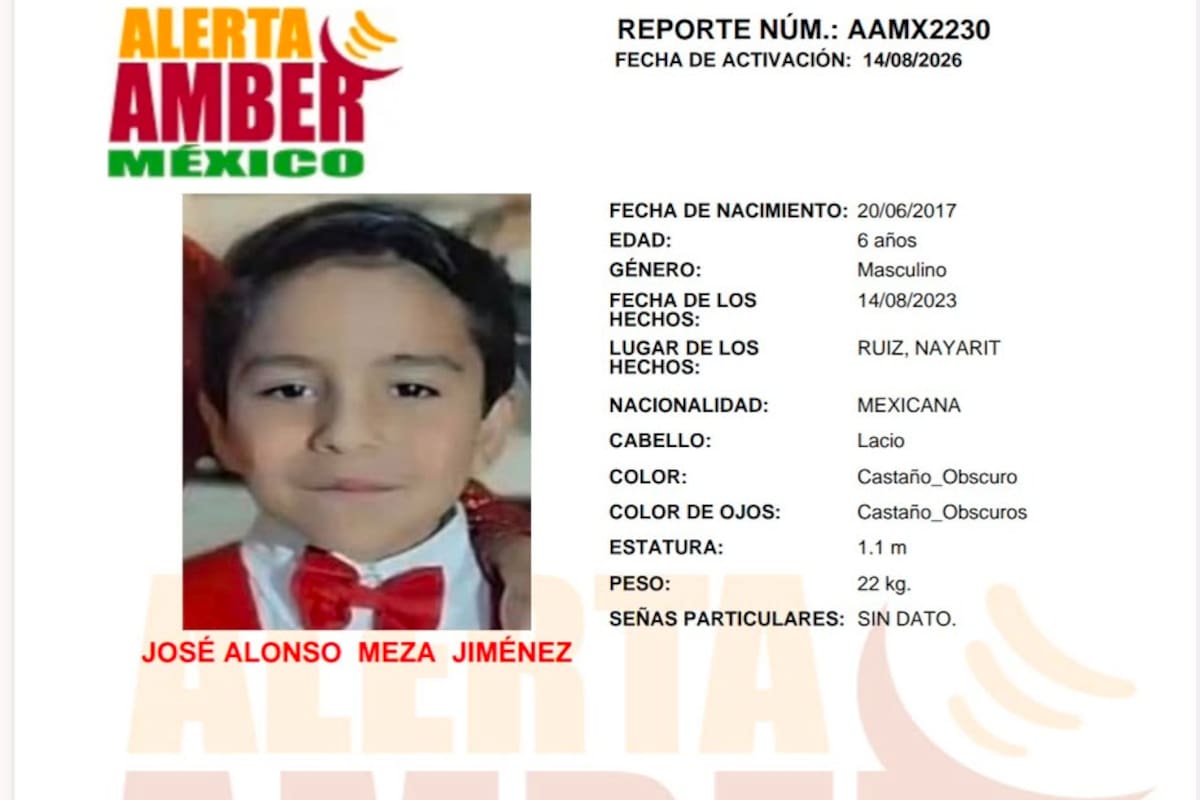 Se busca a José Alonso Meza Jiménez de 6 años