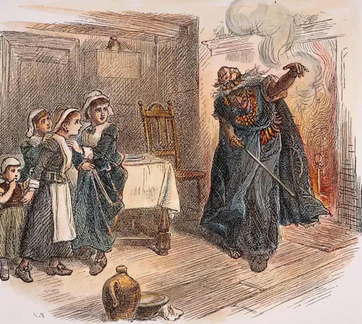 La bruja Tituba se aparece a las niñas, tal y como estas explicaron en su relato.
Foto: The Granger Collection / Cordon Press