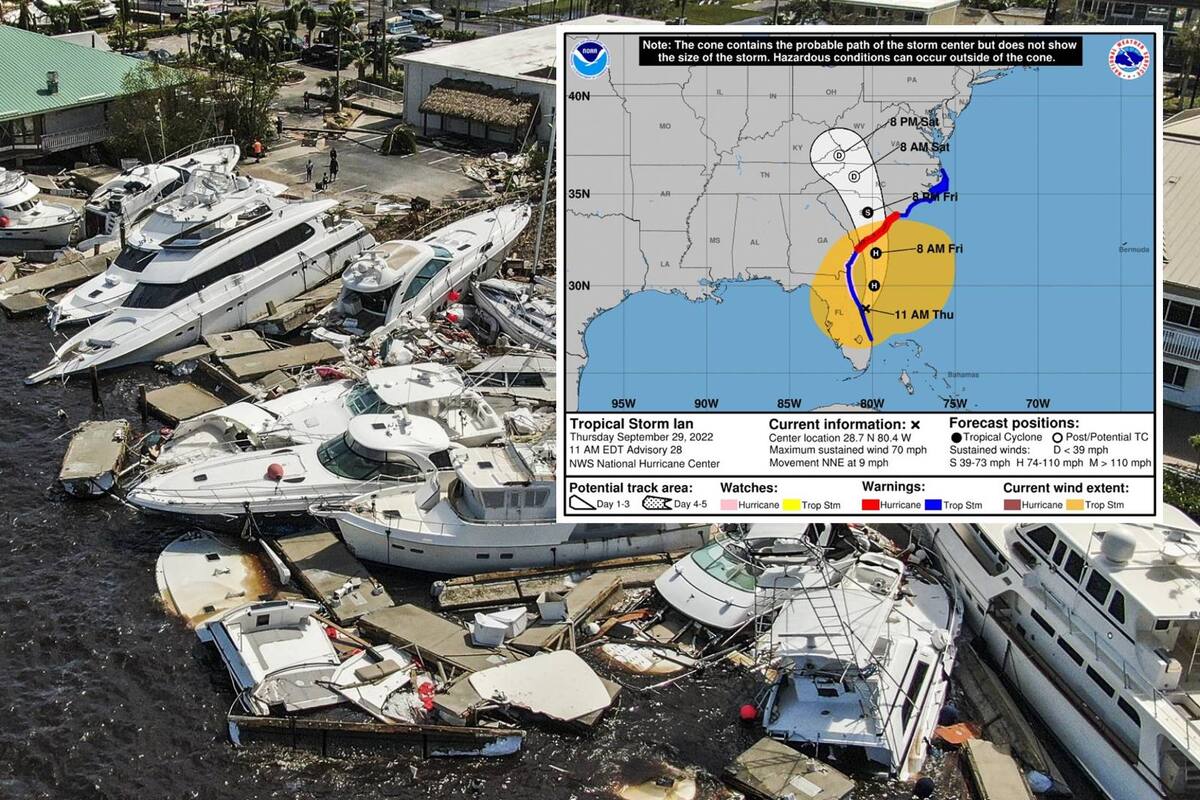 Huracán "Ian" recupera fuerza en su camino a Carolina del Sur tras causar estragos en Florida