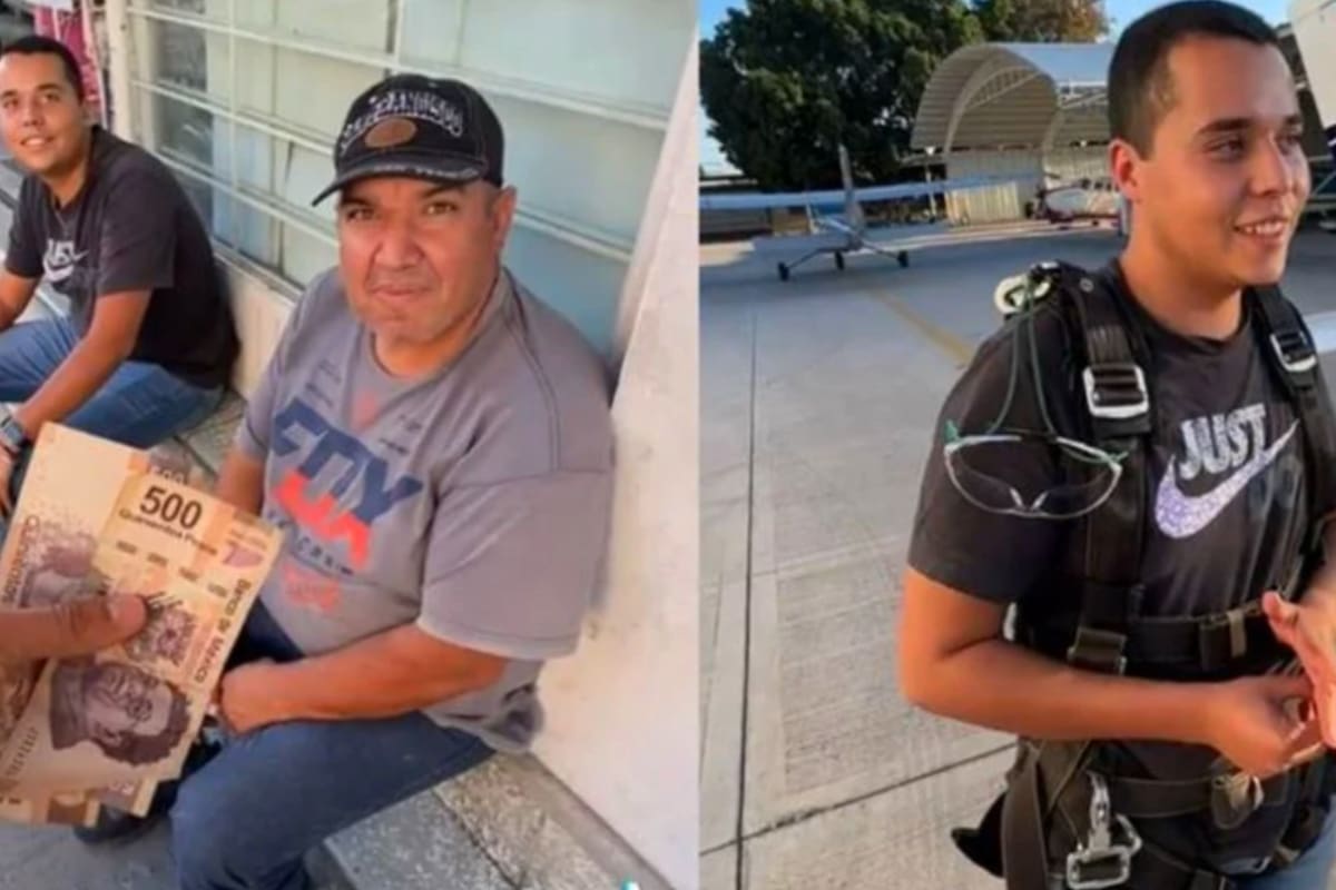 Viral: Joven acepta mil pesos por lanzarse de un paracaídas