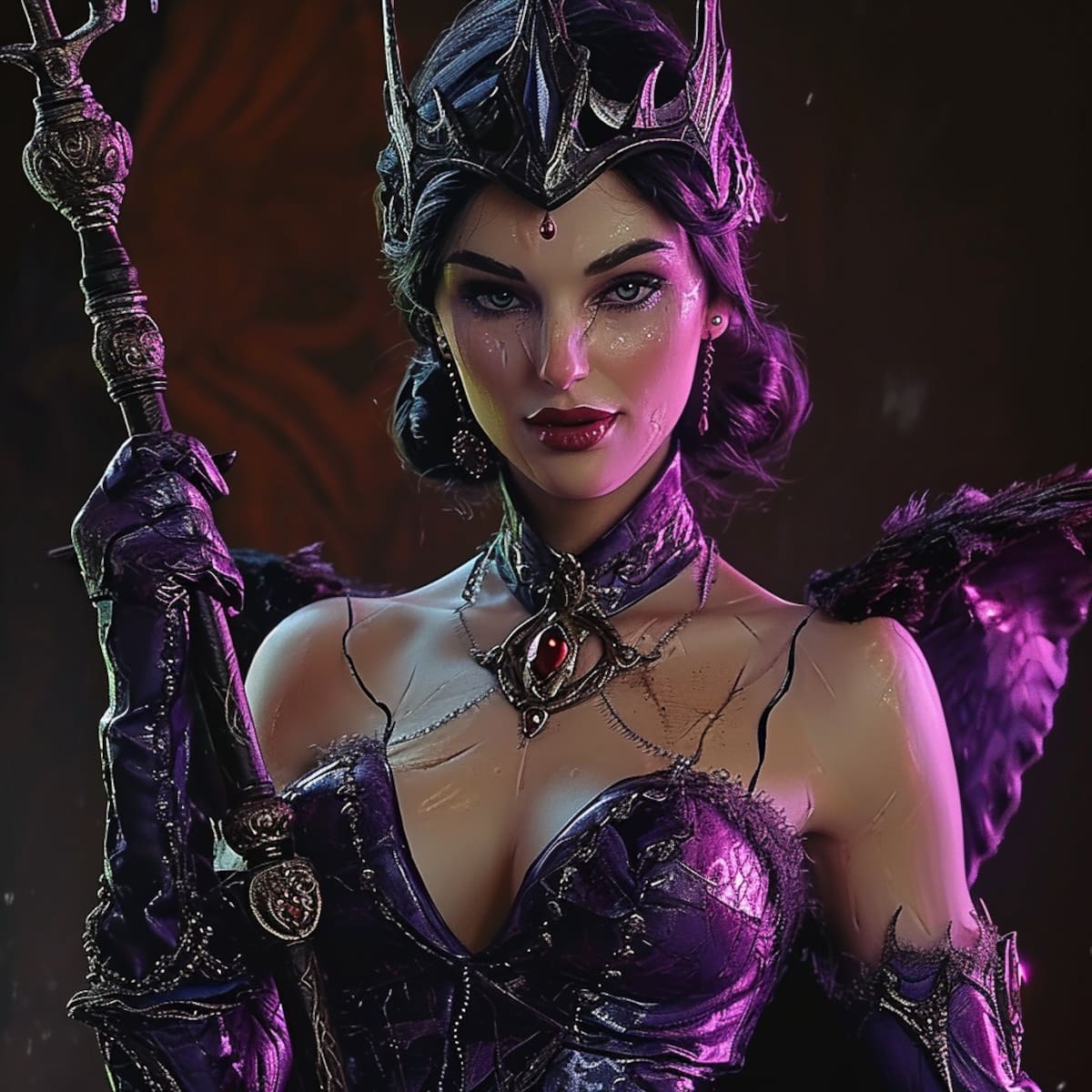 Sin Casco, Diferentes Estilos: A diferencia de las caricaturas originales, la IA elige prescindir del casco tradicional de Evil-Lyn, incorporando en su lugar diferentes estilos de adornos que añaden un toque único.