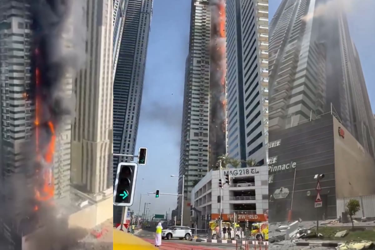 Viralizan videos del fuerte incendio que consumió un rascacielos de Dubái. El fuego arrasó con 764 departamentos