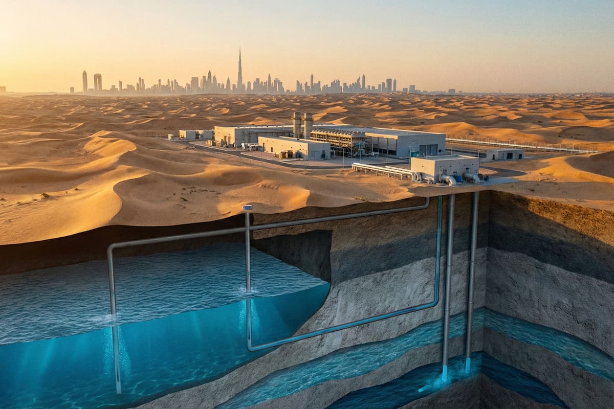 Emiratos Árabes Unidos construye la mayor reserva subterránea de agua potable del mundo: almacenará miles de millones de litros bajo el desierto para garantizar suministro en emergencias y crisis climáticas