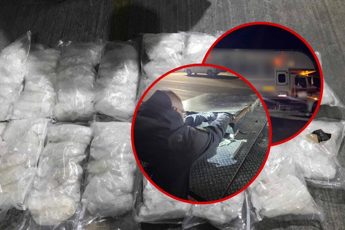 FGR asegura 36 kg de metanfetamina en un camión de paquetería y detiene al conductor
