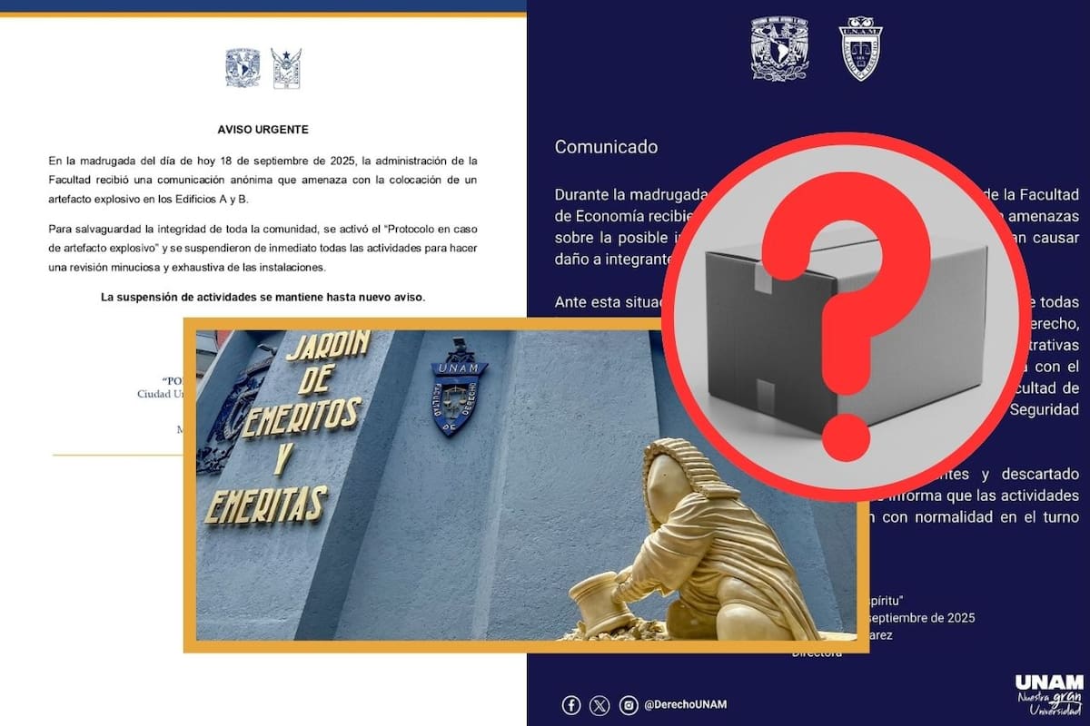 Clases suspendidas en Economía y Derecho de la UNAM por amenaza explosiva