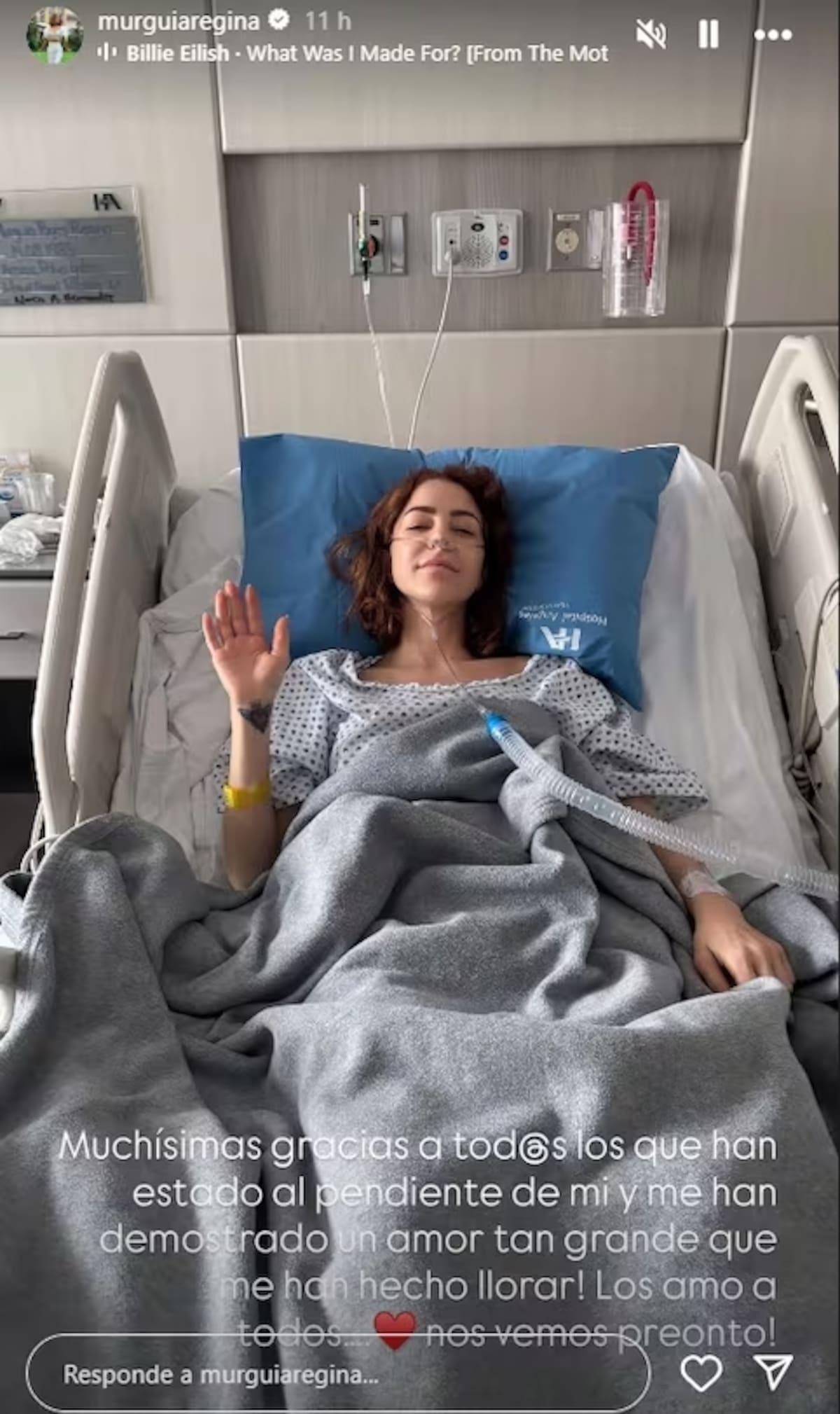 Regina Murguía fue operada de emergencia para extraer un polipo de colon. | Captura de pantalla: IG @murguiaregina