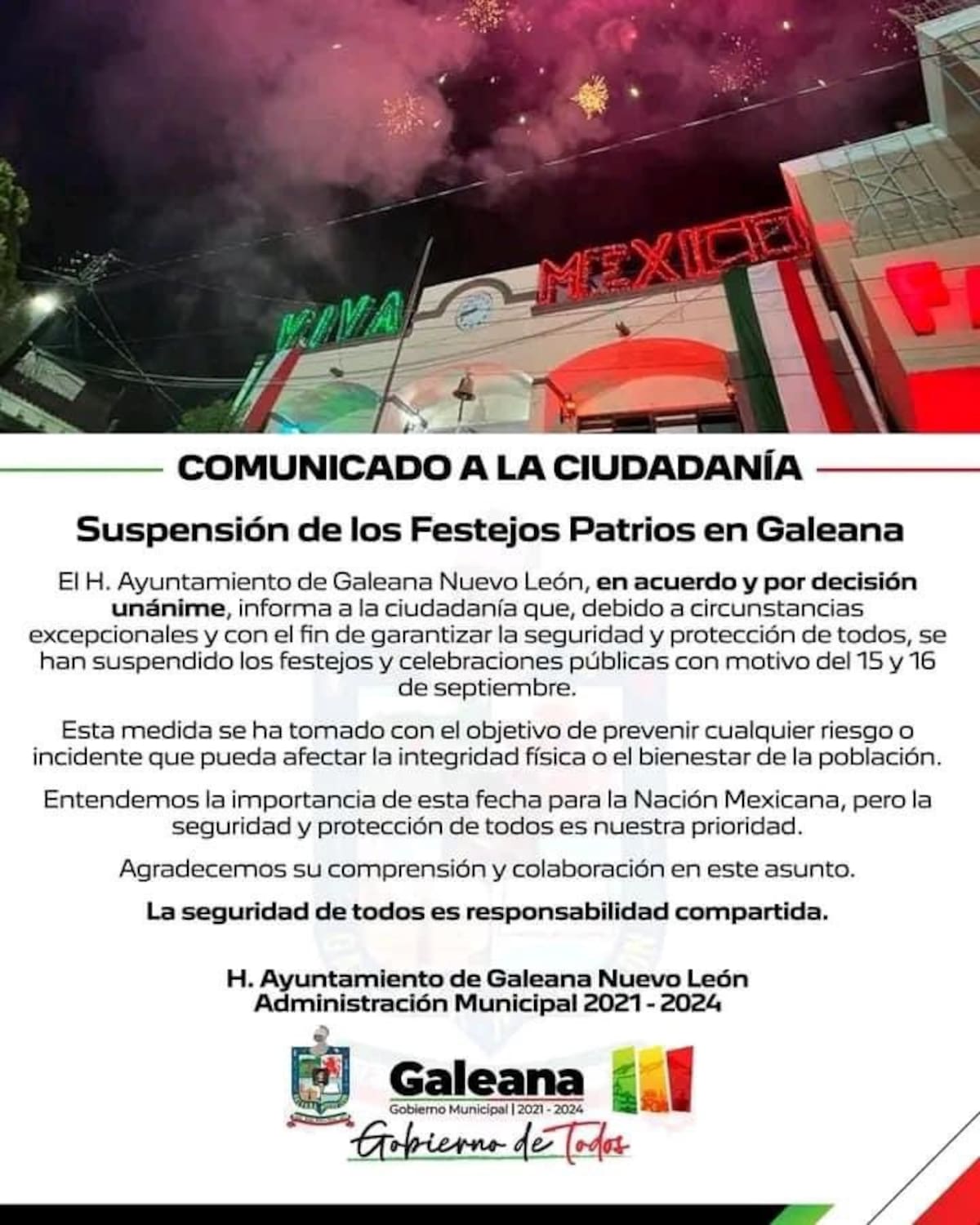 Comunicado Galeana