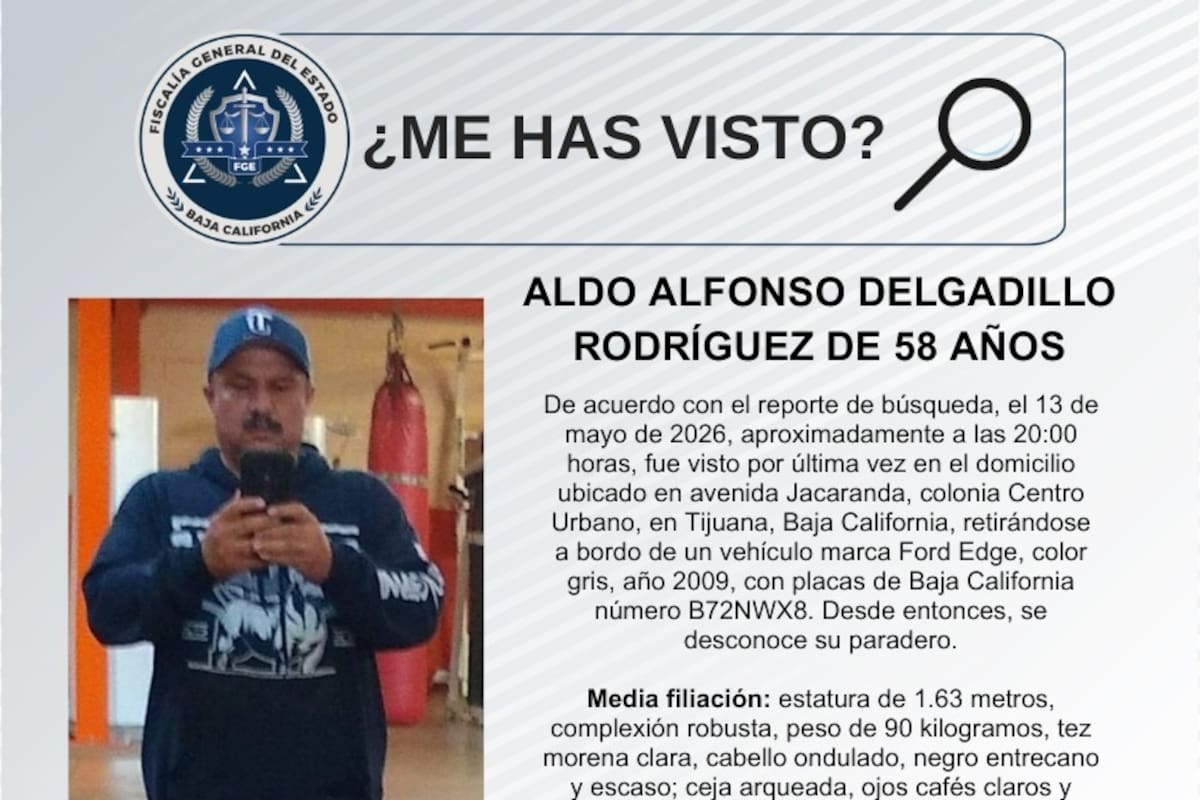Se busca a Aldo Alfonso Delgadillo Rodríguez de 58 años