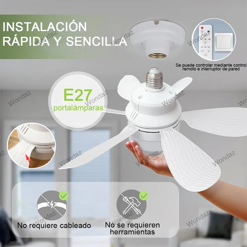Ventilador de techo con luz LED y control remoto de la marca Wondaz | Mercado Libre