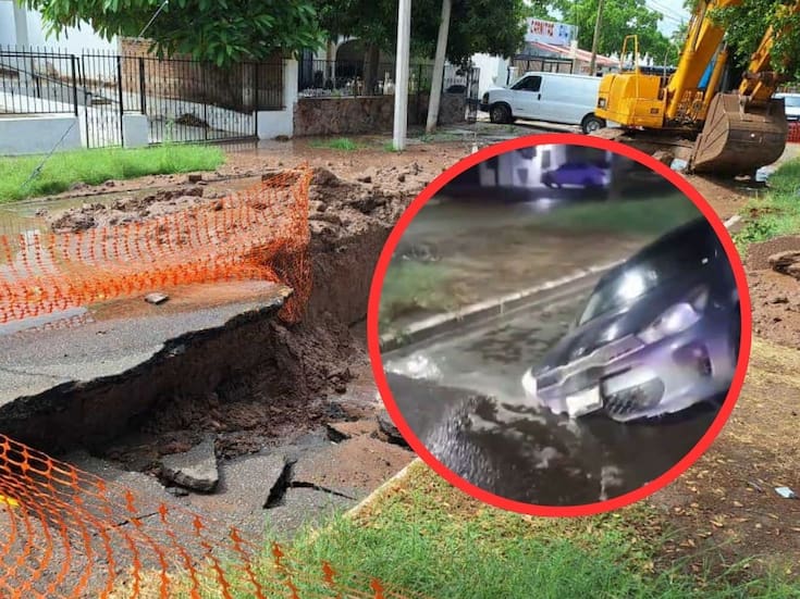Cae vehículo en socavón en Ciudad Obregón