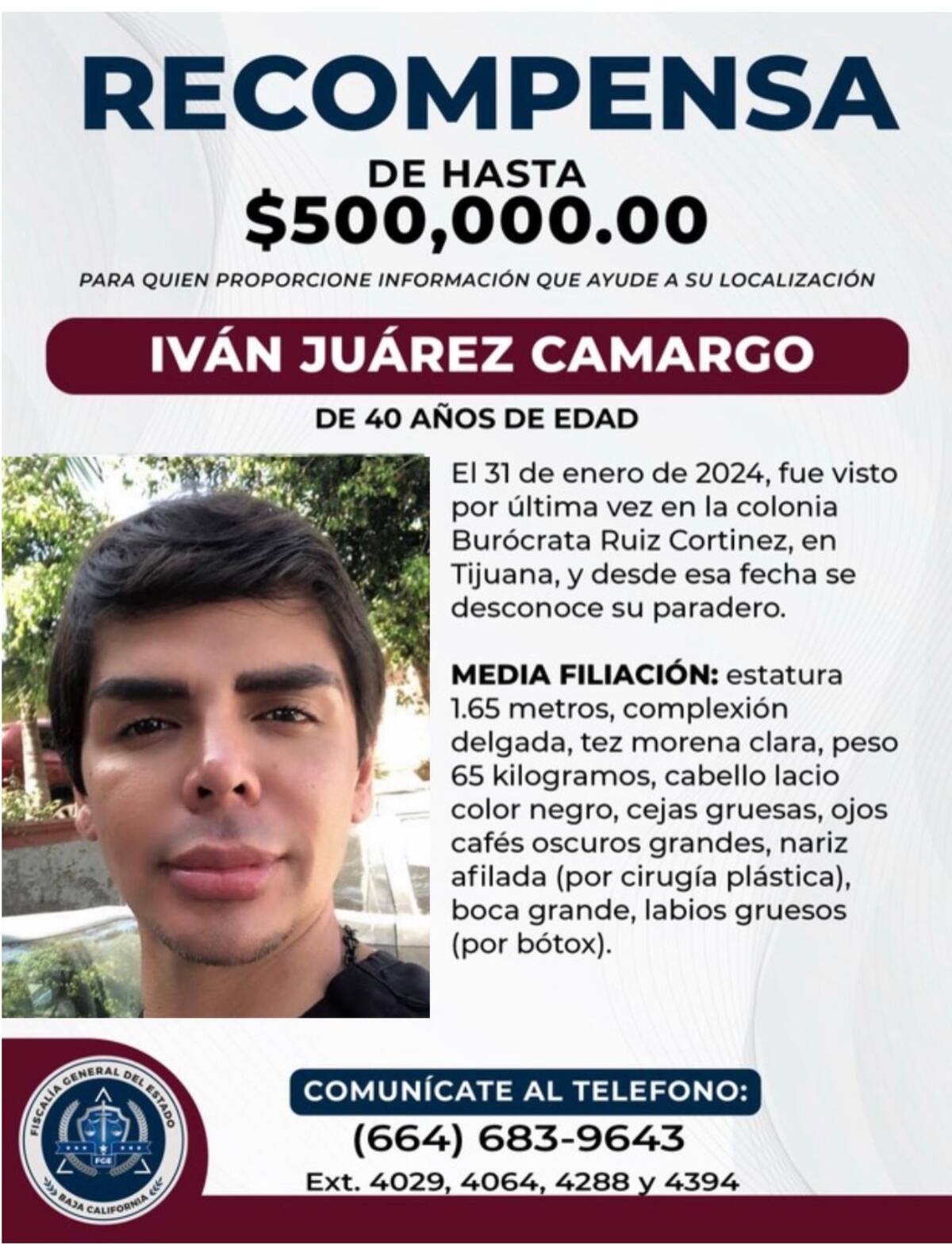 El pasado 31 de enero se le vio por última vez en la colonia Burócrata Ruiz Cortinez.
