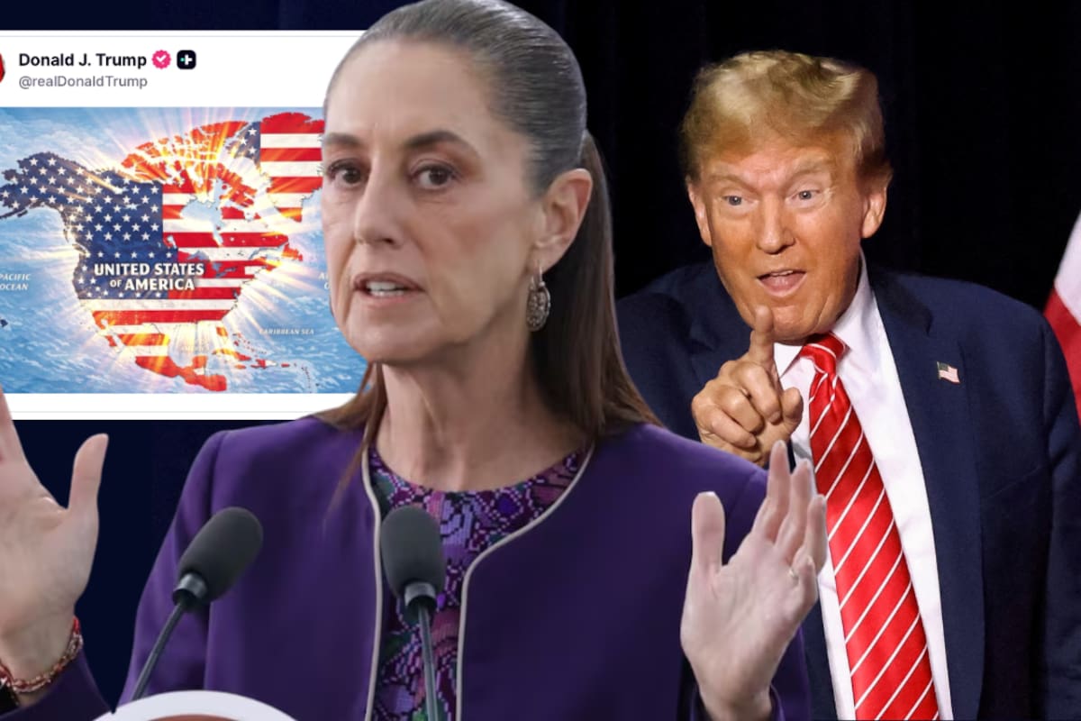 Claudia Sheinbaum le responde a Trump tras la publicación del mapa alterado de México con los colores de EEUU