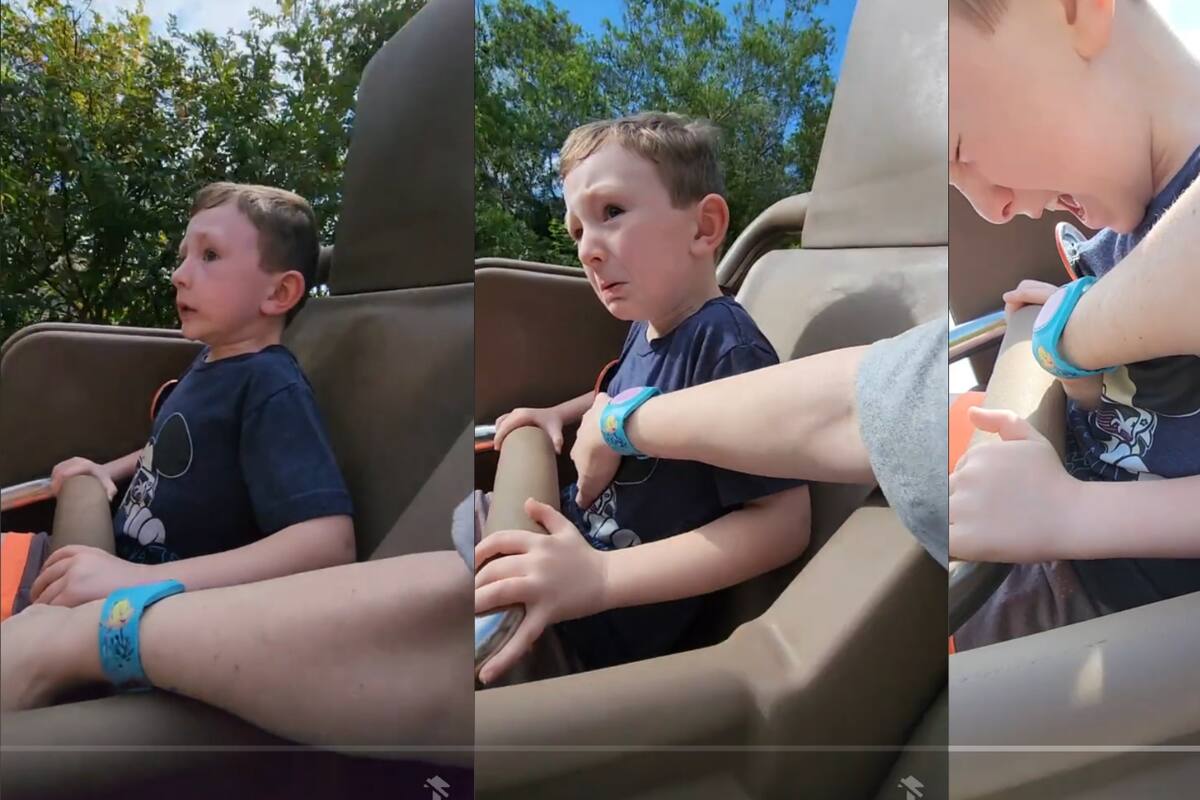 Niño vive momento estresante en montaña rusa de Disney y desata críticas en TikTok hacia su madre