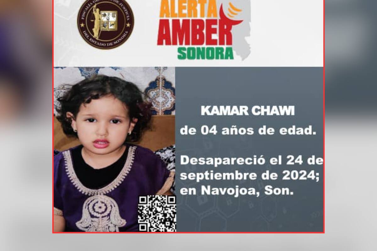Alerta Amber: Reportan desaparición de Kamar Chawi, niña africana de 4 años en Sonora
