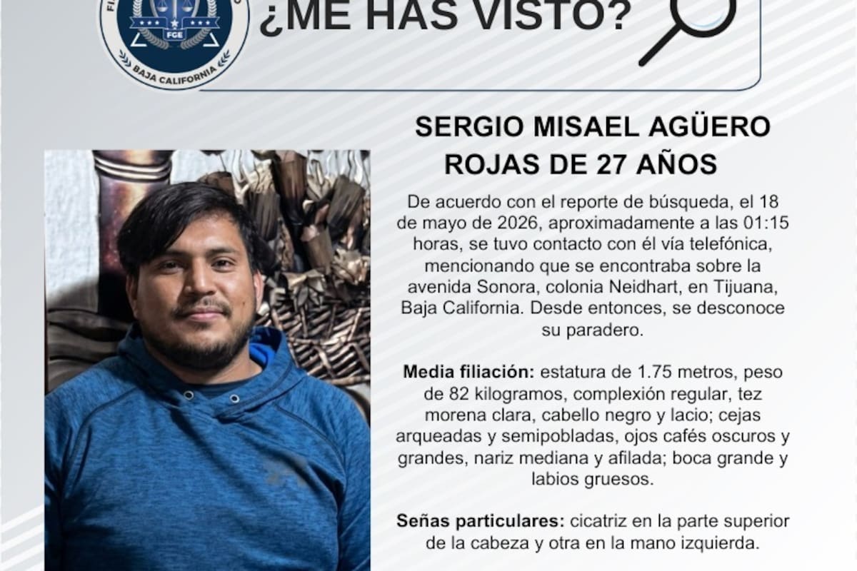 Se busca a Sergio Misael Agüero Rojas de 27 años