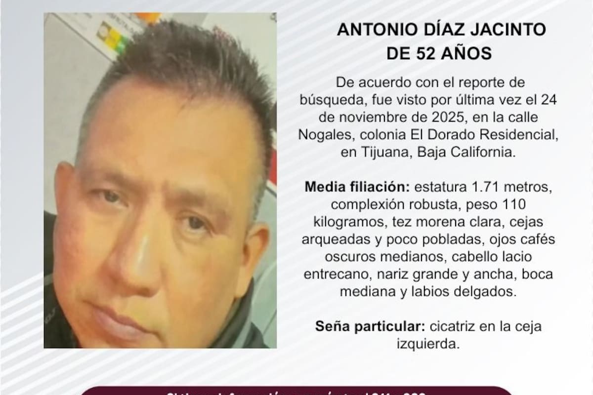 Se busca a Antonio Díaz Jacinto de 52 años