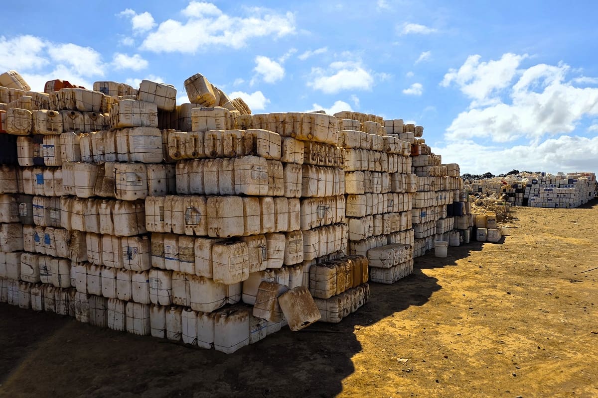 Parecen envases vacíos, pero pueden conservar químicos: retiraron 70 toneladas de recipientes de plaguicidas en San Quintín