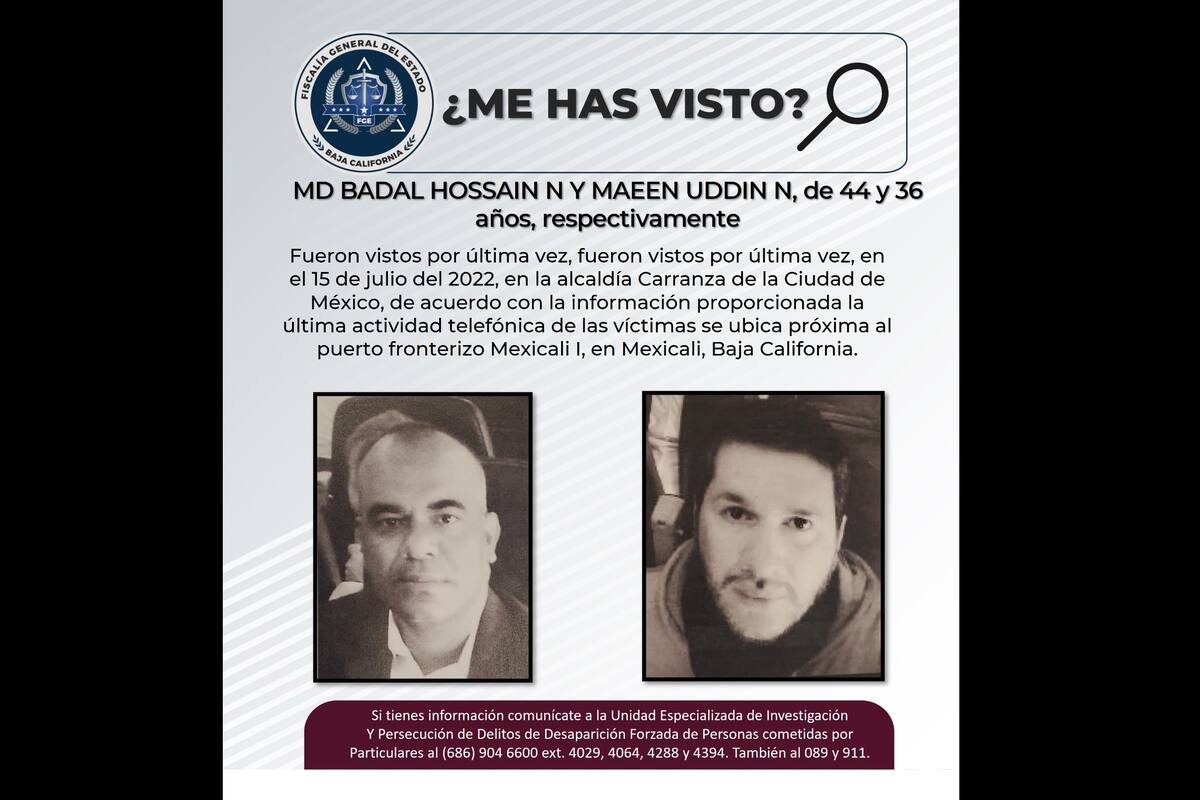 Piden ayuda para encontrar a Md Badal Hossain N Y Maeen Uddin N
