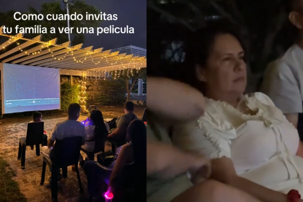Mujer invita a su familia a ver una película en el patio de su casa y rompen en llanto