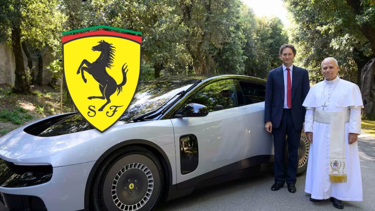 “¿Cuánto corre?”: el papa León XIV se sube al primer Ferrari eléctrico y sorprende con su reacción