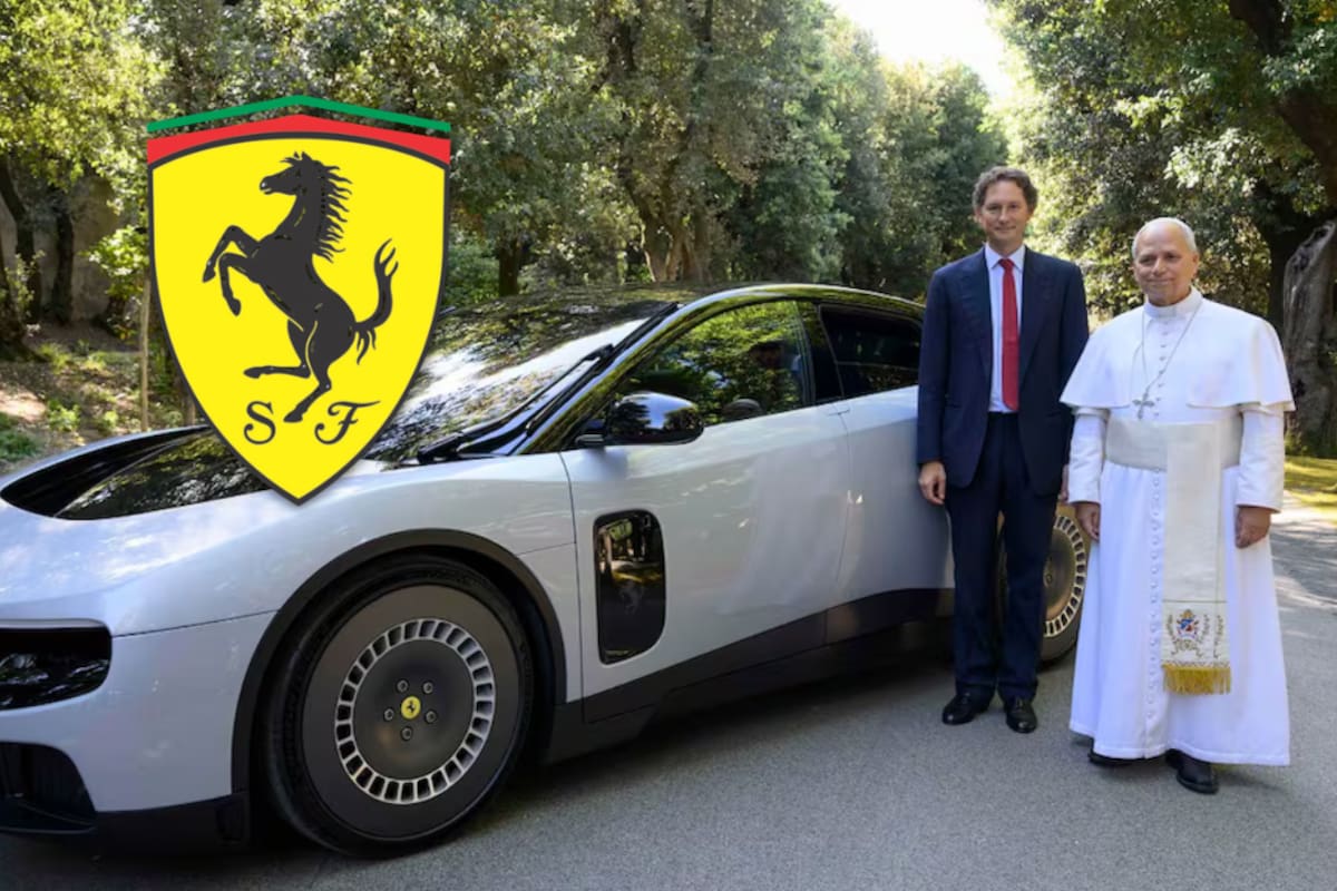 “¿Cuánto corre?”: el papa León XIV se sube al primer Ferrari eléctrico y sorprende con su reacción