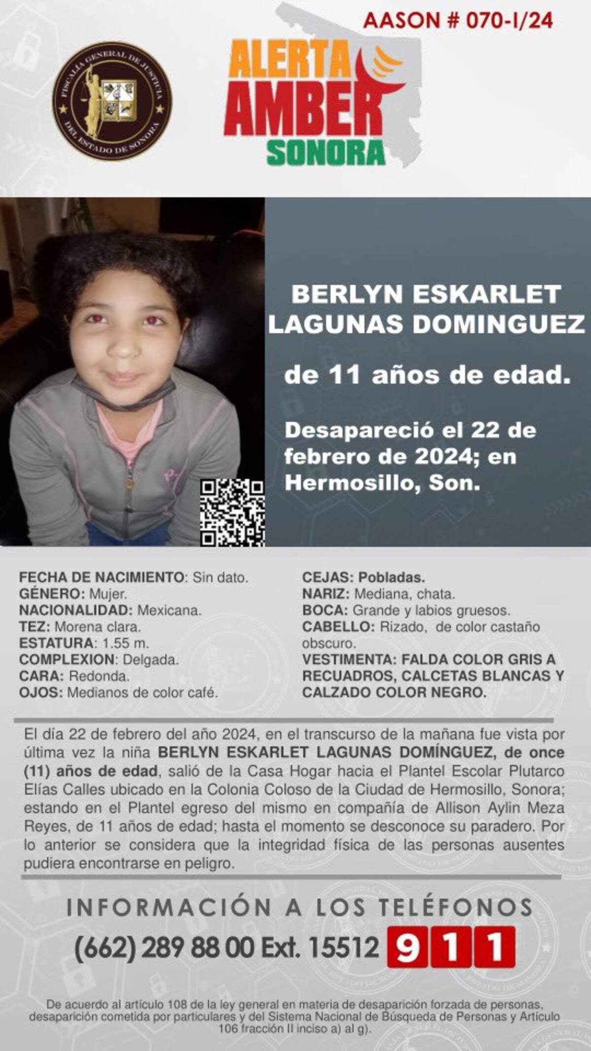 Se activa Alerta Amber por niñas desaparecidas en Hermosillo al salir de primaria en el Coloso. // Especial/El Imparcial