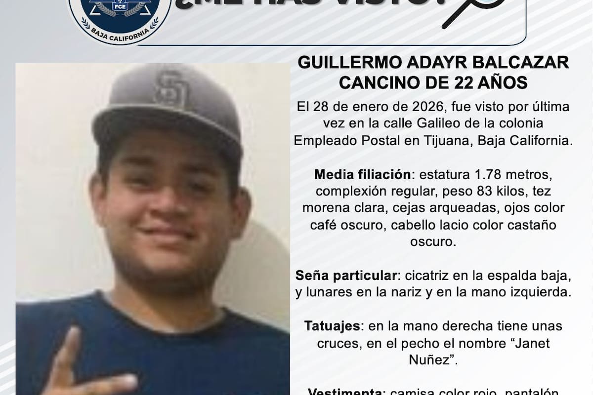 Se busca a Guillermo Adayr Balcazar Cancino de 22 años de edad