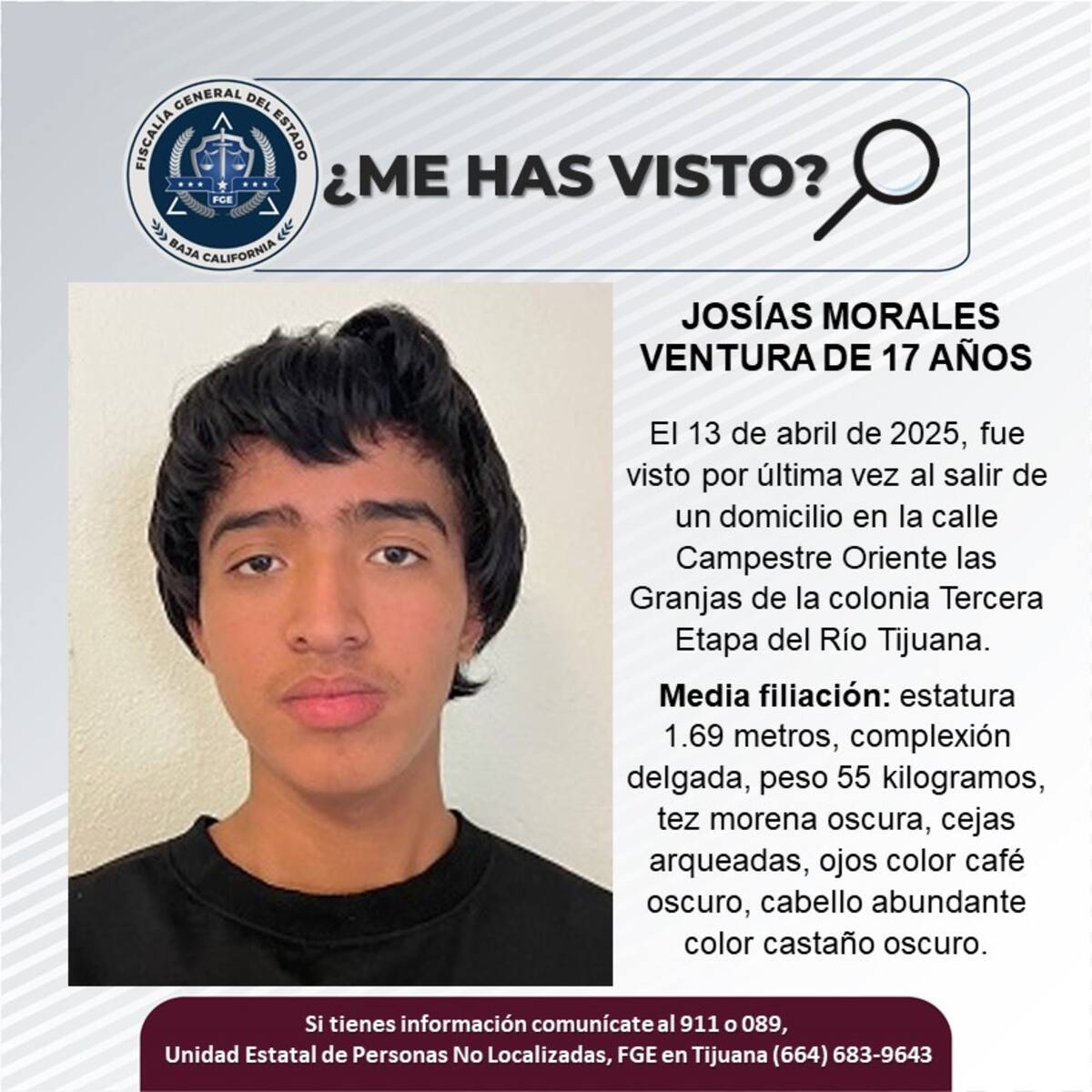 Josías Morales Ventura fue visto por última vez el 13 de abril del 2025.