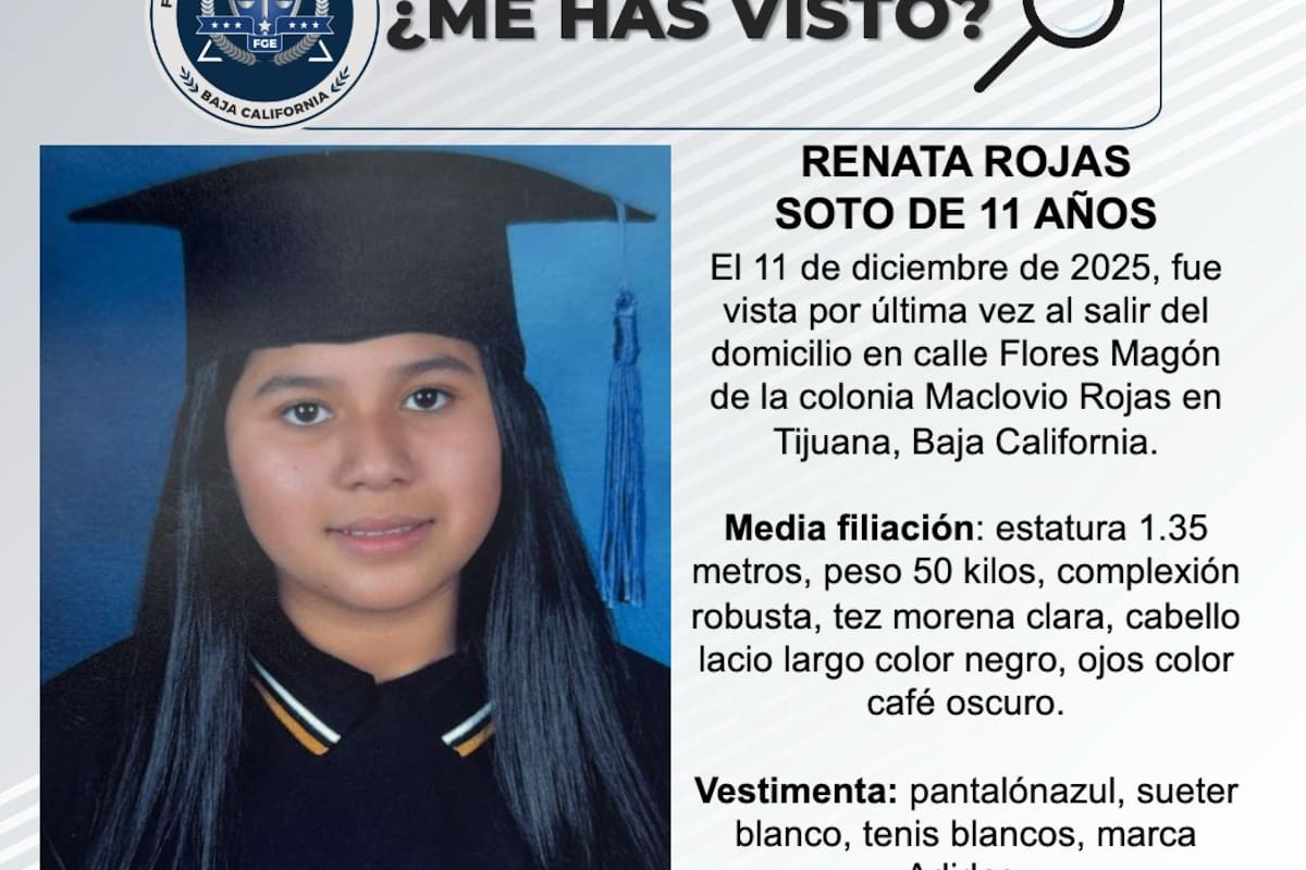 Se busca Renata Rojas Soto de 11 años de edad