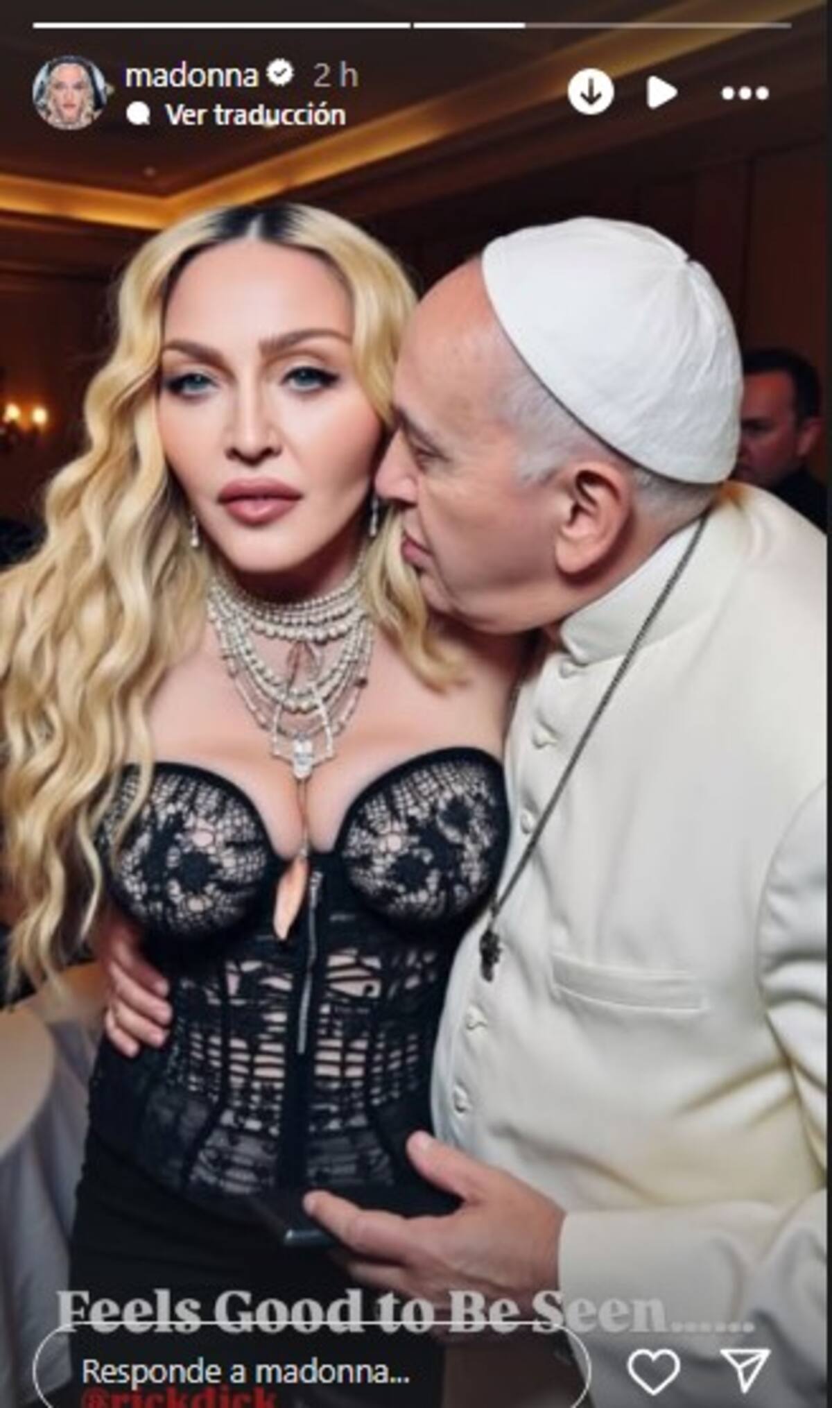 Madona comparte imágenes junto al Papa generadas por IA / Instagram: @madonna