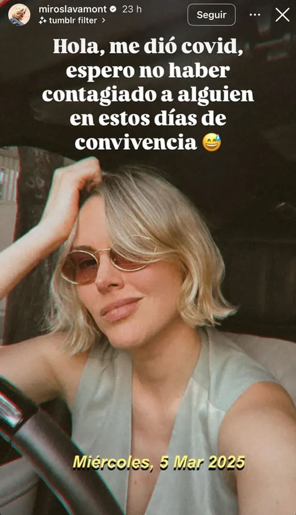 Historia de Instagram publicada por 'Miros' el día miércoles. (Foto: Captura de pantalla)