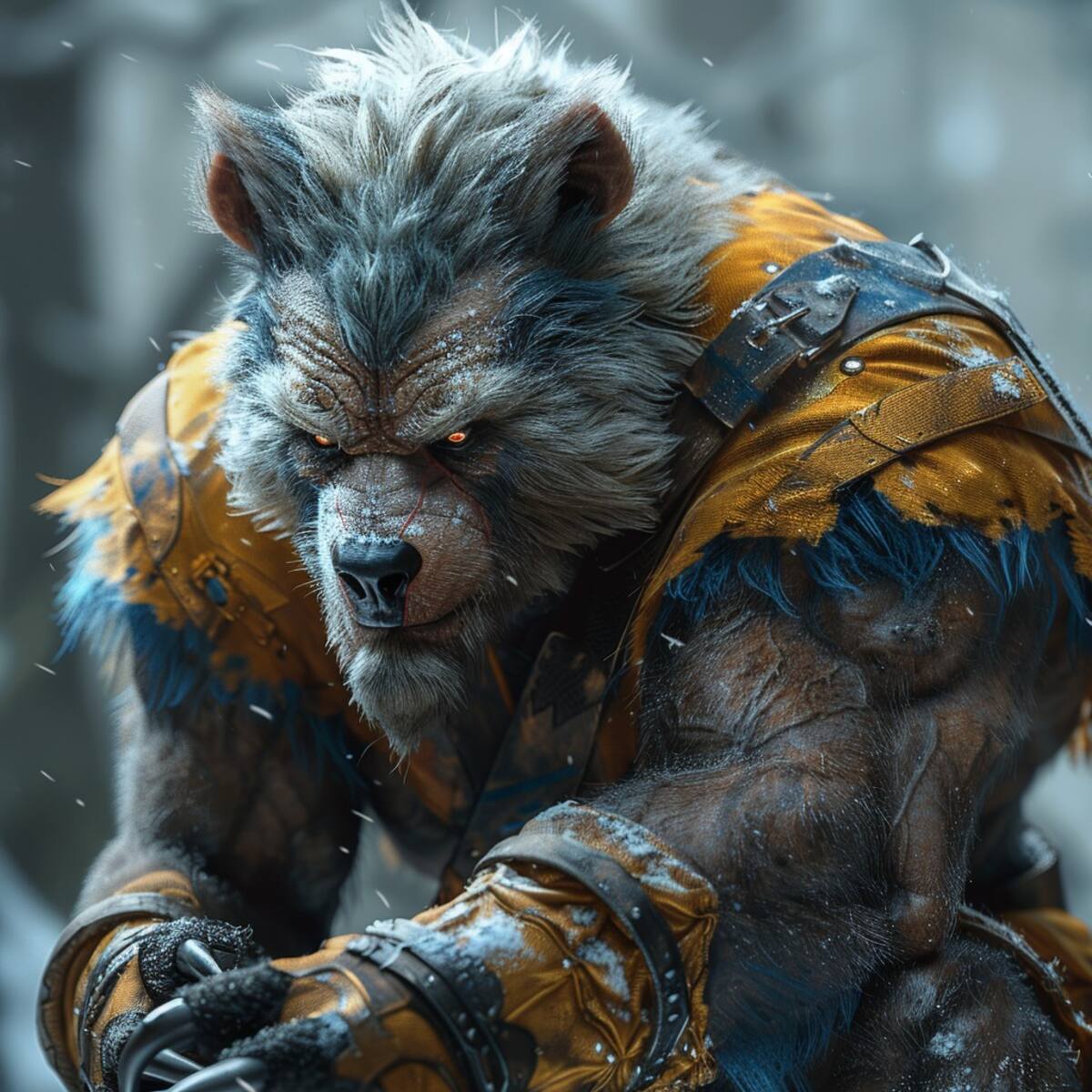 Beast, una fusión entre hombre lobo y oso, muestra sus poderosas garras en esta representación digital de la inteligencia artificial.
