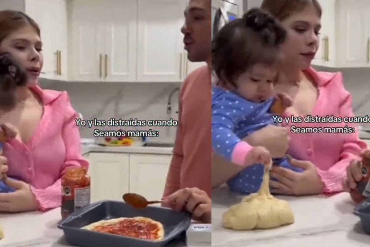 Mientras discuten sus padres, bebé aprovecha y come masa cruda: ve su reacción