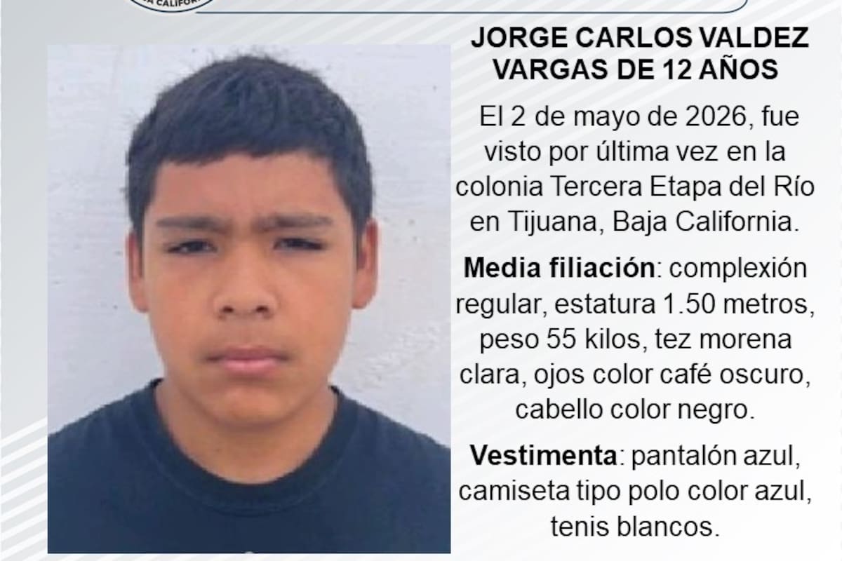 Se busca a Jorge Carlos Valdez Vargas de 12 años