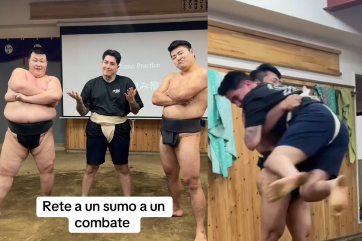 Influencer reta a un luchador de sumo a un combate y así le fue