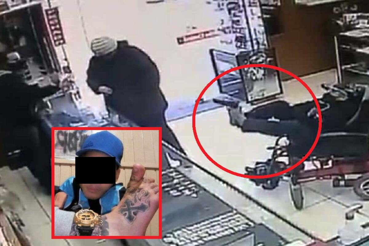 A pie armado: captan insólito asalto de persona en silla de ruedas en joyería