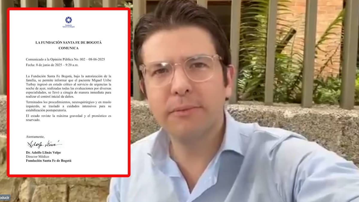 Miguel Uribe se encuentra hospitalizado en estado crítico en la Clínica Medicentro. Foto: Capture / Fundación Santa Fé Bogotá