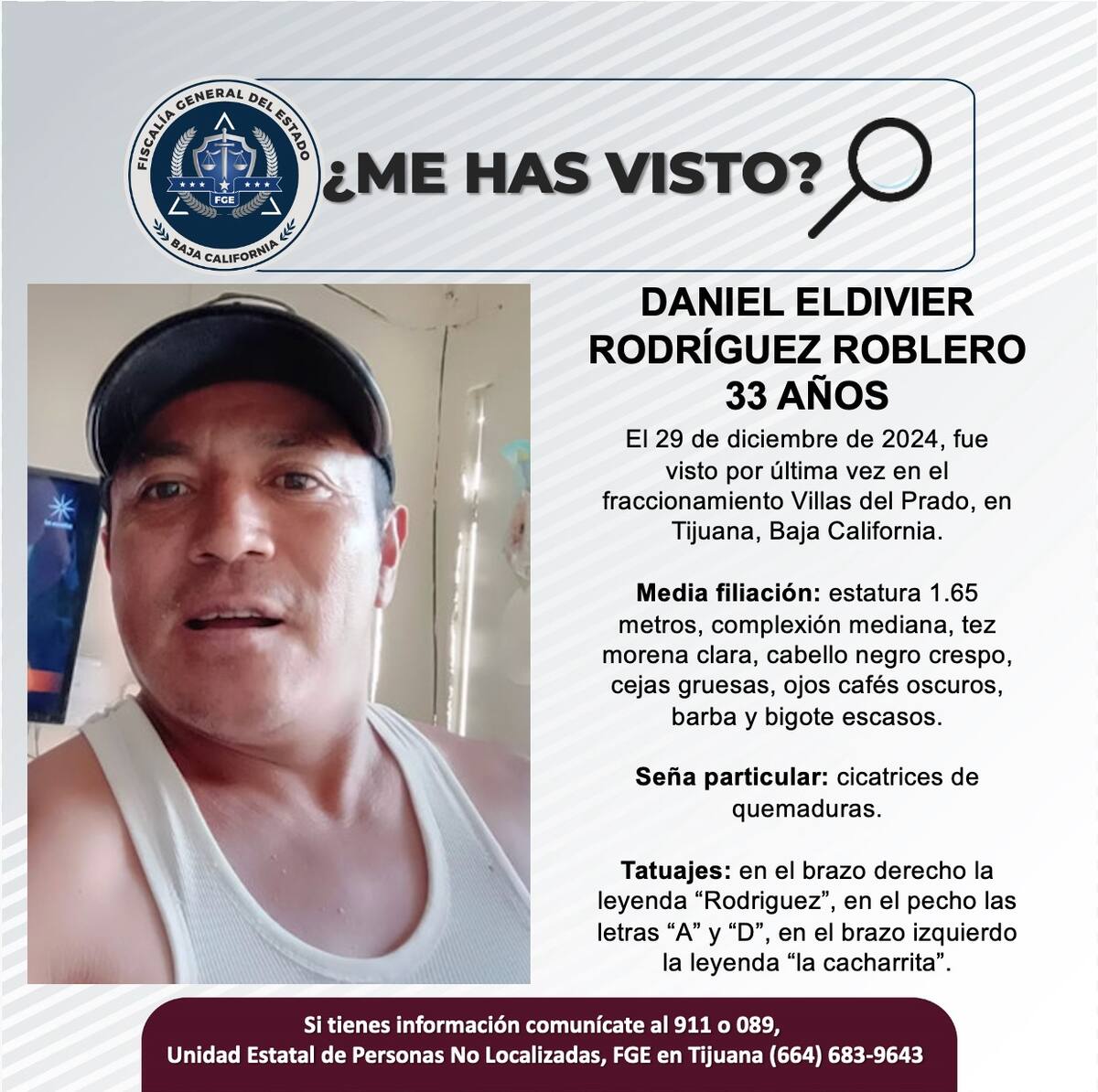 Daniel Eldivier Rodríguez Roblero fue visto por última vez el 29 de diciembre de 2024.