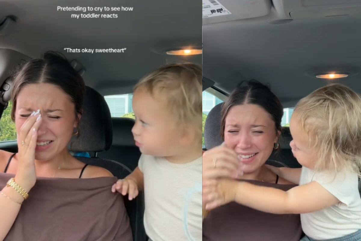 Mujer finge llorar frente a su bebé para ver su reacción y se vuelve viral