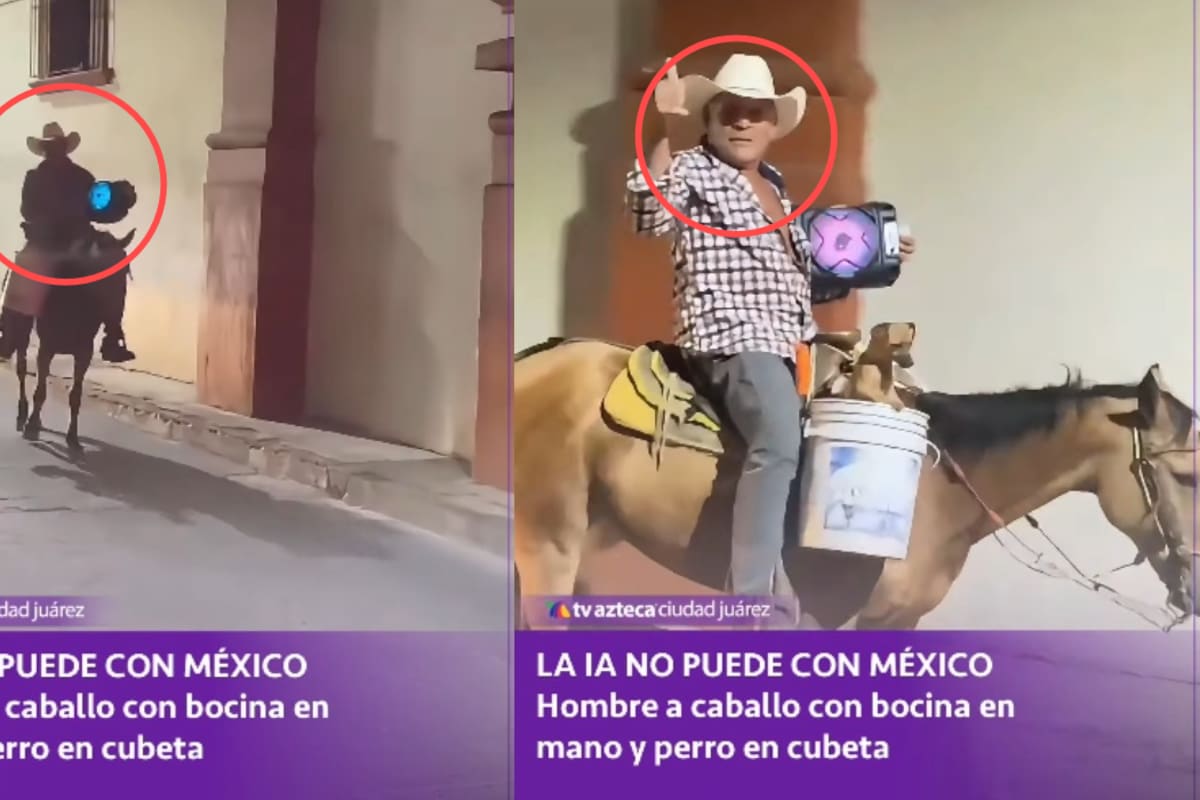 “No es IA, es México”: hombre a caballo pasea con una bocina en mano y se vuelve viral