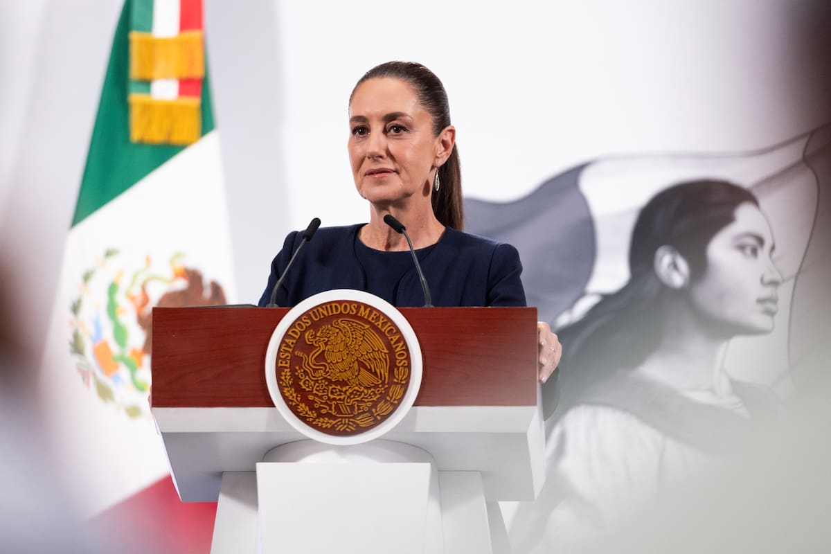 La presidenta Claudia Sheinbaum Pardo en su "Conferencia del Pueblo" del 15 de mayo del 2025. | Crédito: Presidencia