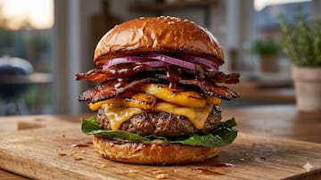 Hamburguesa BBQ con mango