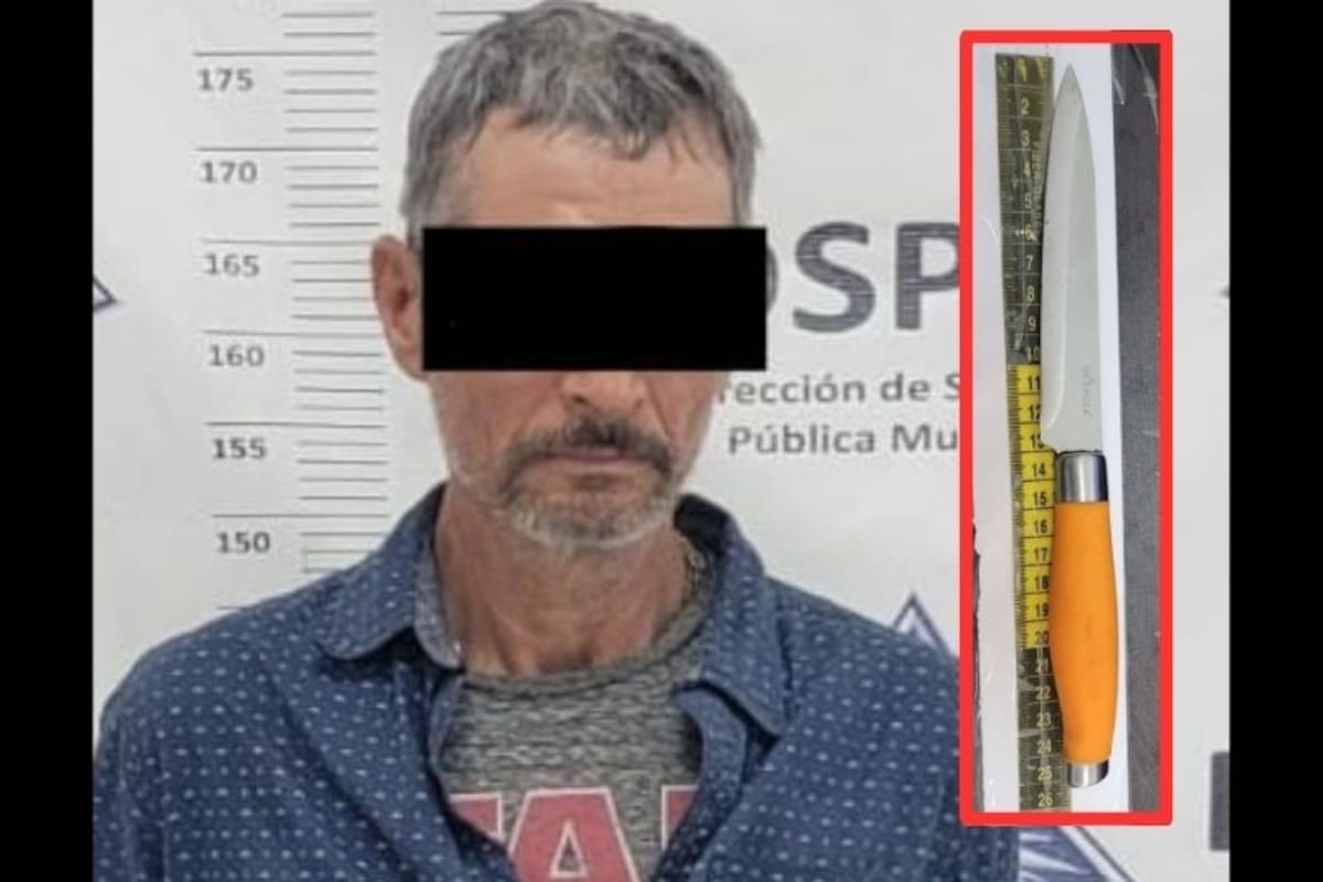 Es detenido con cuchillo; tenía orden de aprehensión por lesiones