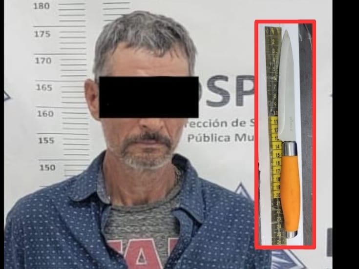 Es detenido con cuchillo; tenía orden de aprehensión por lesiones