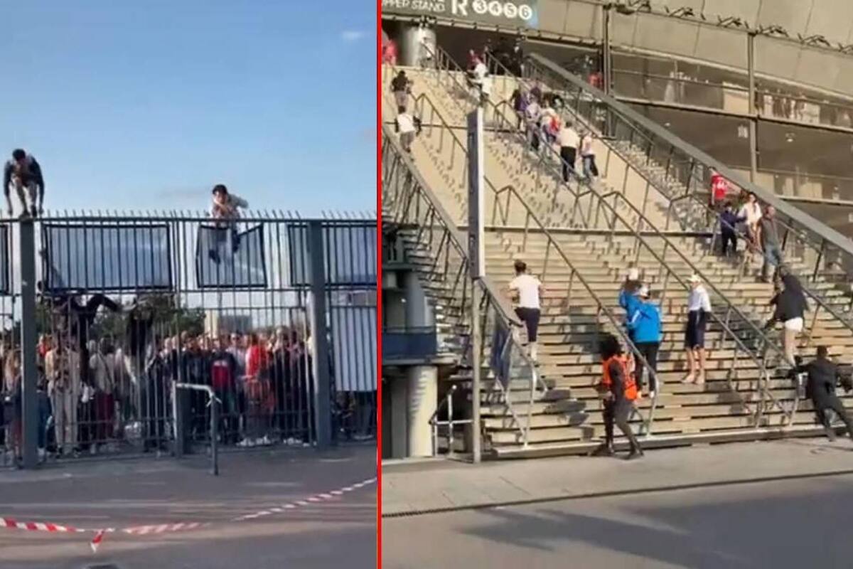 Aficionados sin boletos se saltan reja para entrar al estadio y ver la final de Champions League (VIDEOS)