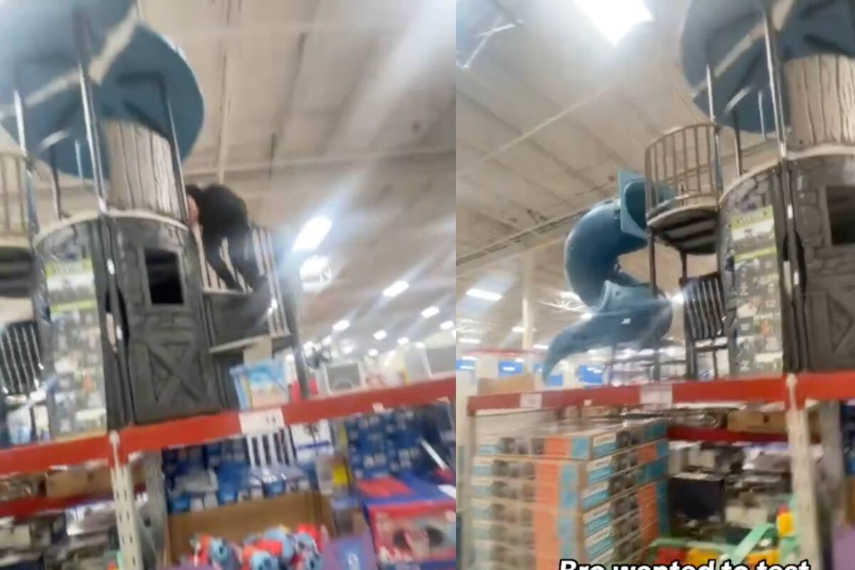 Jóvenes provocan CAOS en Walmart al intentar utilizar un tobogán en exhibición: ¡terminó completamente desarmado!