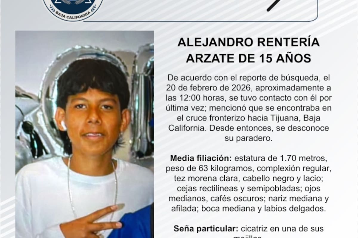 Se busca a Alejandro Rentería Arzate de 15 años de edad