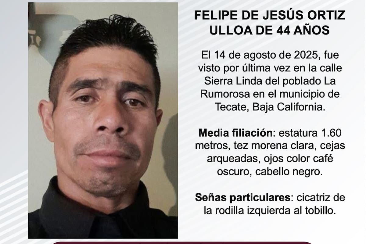 Se busca a Felipe de Jesús Ortiz Ulloa de 44 años