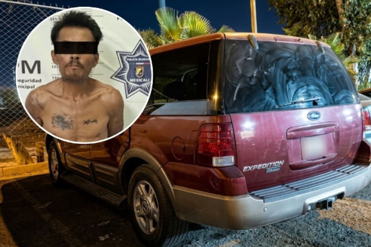 Roba camioneta, atropella a una persona y choca patrulla al intentar escapar en Mexicali